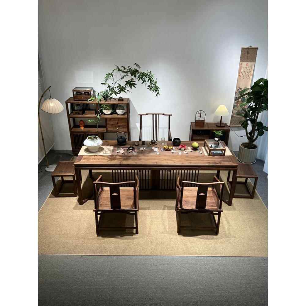 新中式北美黑胡桃木茶桌 宋式美学禅意酒店茶室办公室高级感家具,住宅家具,家用茶台/茶桌,淘宝优惠券,粉丝福利购,淘宝优惠卷