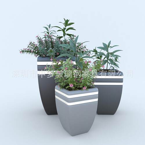 商玻璃钢方形花件盆组合户外景观公美共场所陈花器摆QEV机场花场