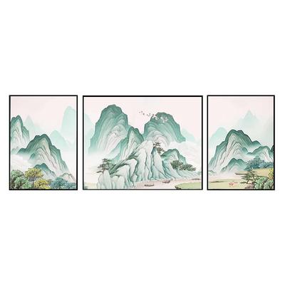 绿水青山山万里山河水画厅客挂靠墙山图背画景装饰画千里江山图新