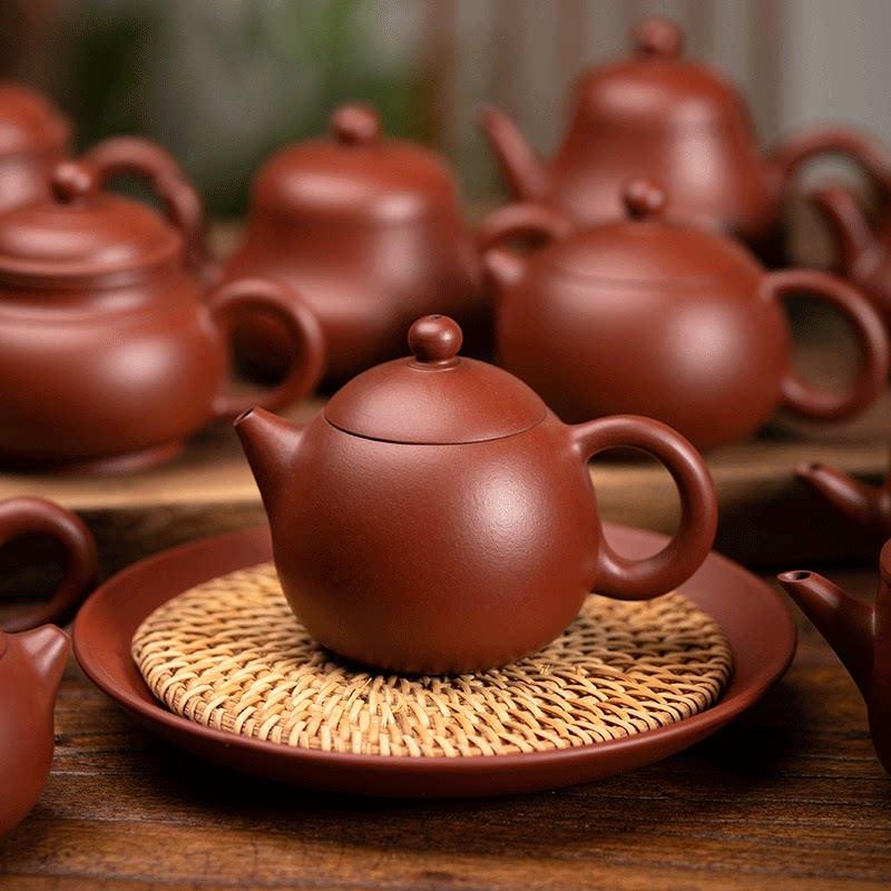 纯手工紫砂功夫茶壶 朱泥大红袍西施壶 潮州实用龙蛋壶 宜兴原矿