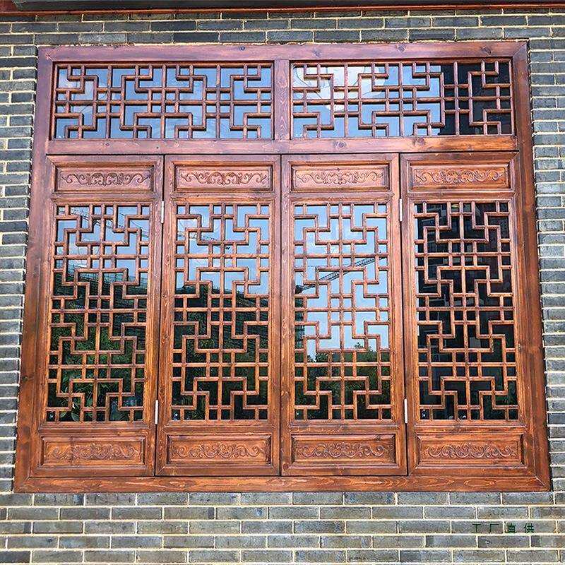 东阳木雕中式格花窗榆985木实木花格门窗空木雕门仿古门窗镂定制