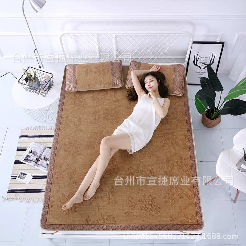 严选双面凉席冰丝席学生宿舍单双人床0.9m1.2m家用1.5米1.8米藤席