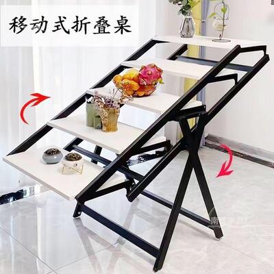 折叠桌子变形餐桌户型多功能物架al可叠旋转可折移动多用小途花置