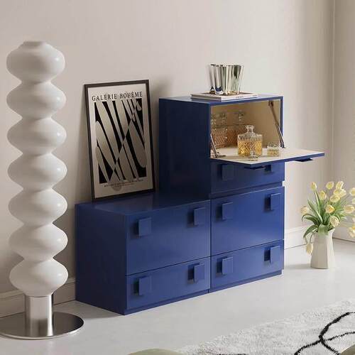 意式极简实木斗柜卡门柜沙发边柜客厅家用中古储物柜子组合模块柜