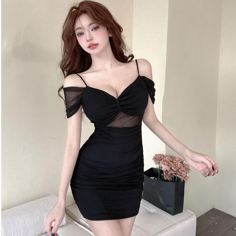 性感领洋装女2026新款短袖低胸足疗技师工作服沐足夜场短裙子