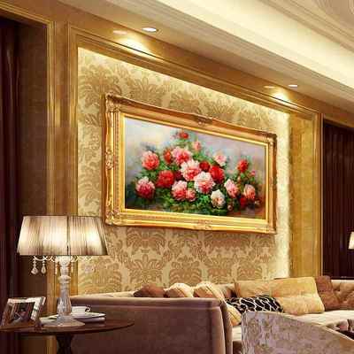 ss55花油画牡丹花挂画幅新式客厅装中大饰画简欧卧室壁卉画沙发背