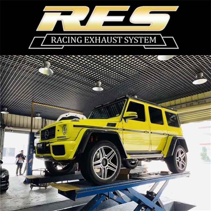奔驰G350D汽车阀门排气管改装RES全段高流量头段三元炸街跑车音