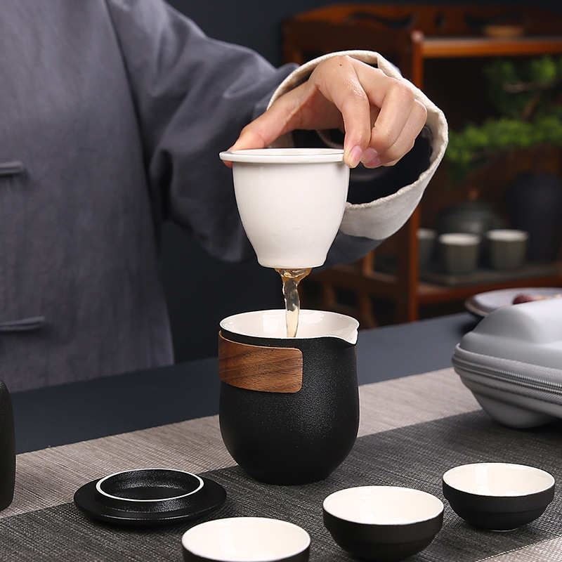 杯一壶旅行快三杯陶瓷功夫客茶具茶器简约黑陶便携式防套装户外烫