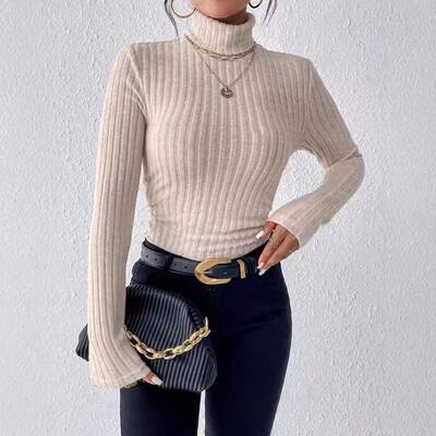 Women'S Fall Winter T-Shirt, High Neck Warm Long Sleeve,