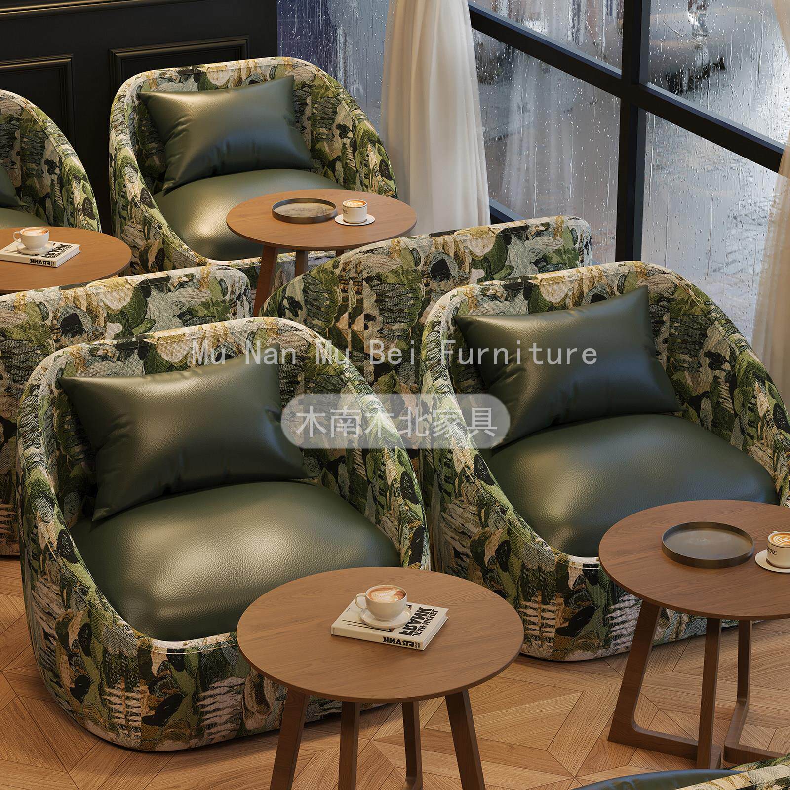 法式覆古风咖啡厅奶茶店桌椅西餐厅民宿商用洽谈休闲接待沙发组合