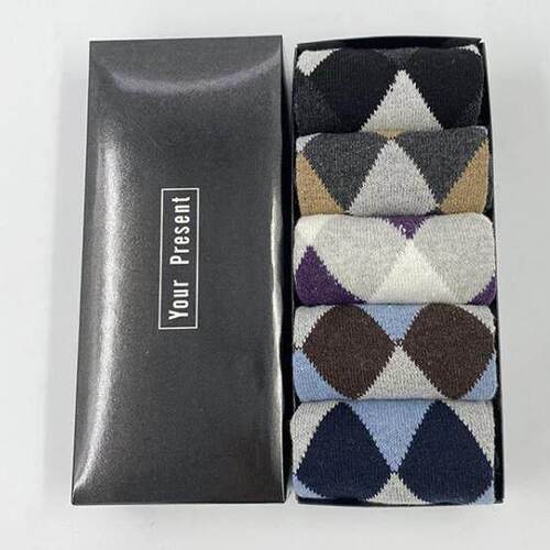 男袜子Mens 5Pcs Cotton Socks For Men Dress Sock Stripe-