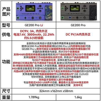 MOOER魔耳GE200pro电吉他综合效果器音箱模拟乐句循环鼓机伴奏器