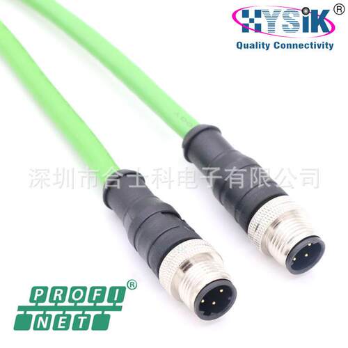 M12转RJ45网线接头4芯D编码以太网注塑连接线Profinet
