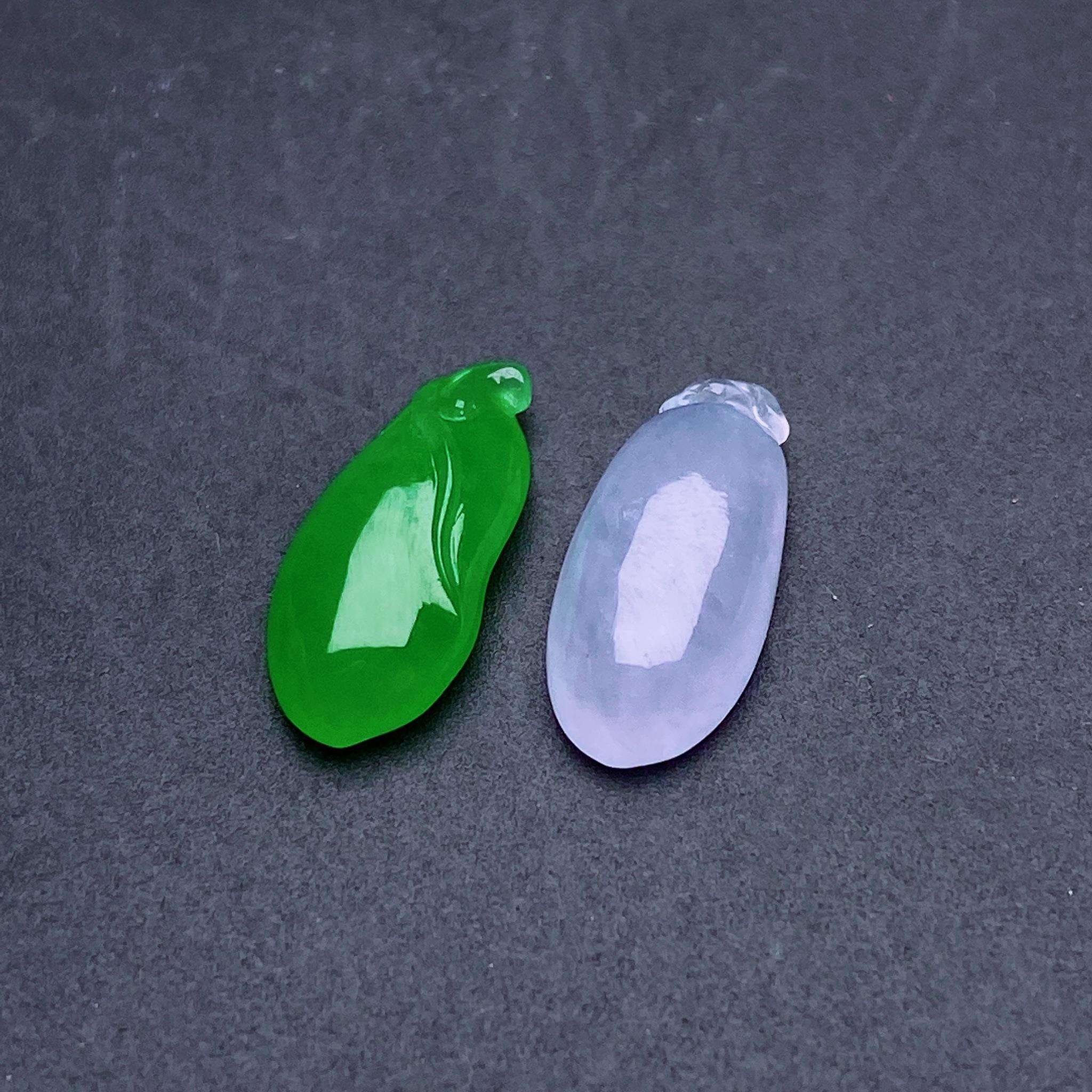 缅甸天然翡翠a货春带彩福瓜裸石ayz卡14-6.5-3.3mm 14-6.6-3.5mm