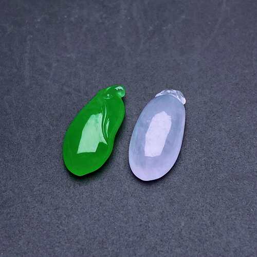 缅甸天然翡翠a货春带彩福瓜裸石ayz卡14-6.5-3.3mm 14-6.6-3.5mm