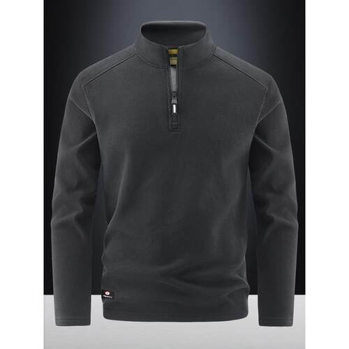 Mostarsea~秋冬季半拉炼时尚卫衣男立领套头抓绒衣双面德绒打底衫