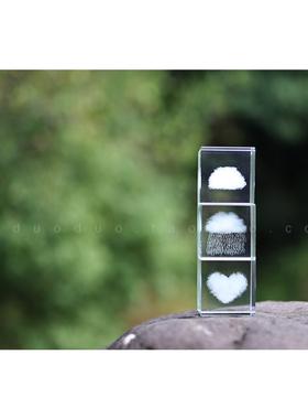 云朵水晶立方体小夜灯摆件送春节走心创意圣诞新年情侣生日礼物