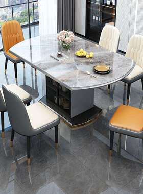 岩板磁炉物储餐型桌方圆两用餐桌家用中无品牌/电小户客厅岩板餐