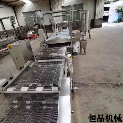 茄子丁全自动油炸机滚刀茄子块导热油加热油炸机器红薯块油炸设