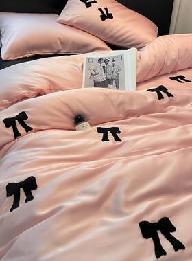 冰被丝四三件套蝶结毛巾绣套罩女iyG7PfHk蝴学生宿舍床单件套床上