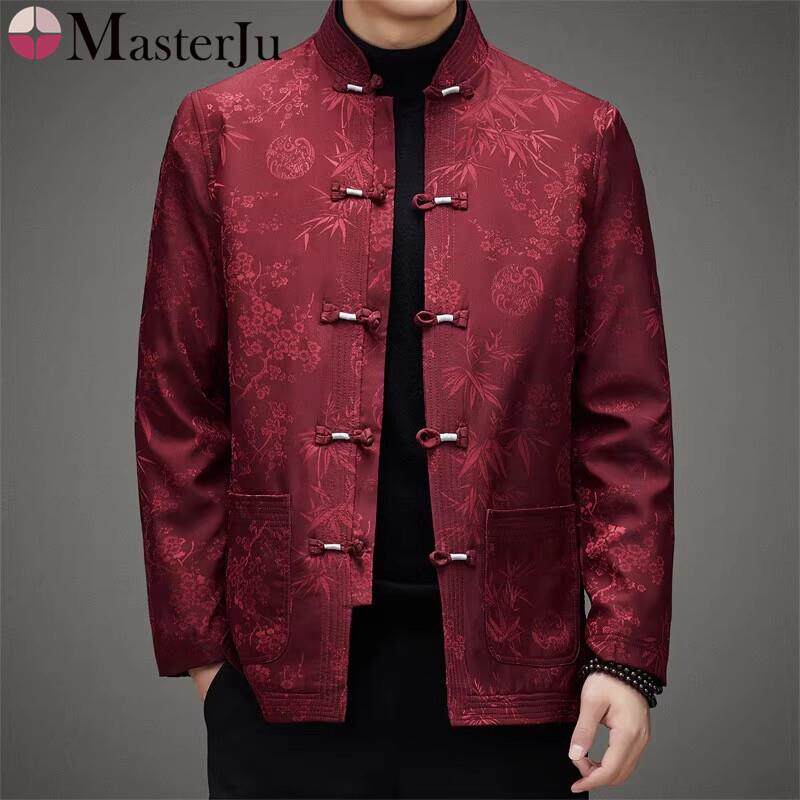 中国风男士唐装盘扣中老年爷爷过寿生日结婚礼服爸爸加绒中山套装