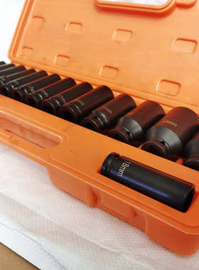 头五金扳手15pc二分之一钒寸黑色铬淬火钢套筒汽修机电 工具套筒