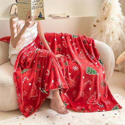 Christmas thick flannel blanket, coral fleece blanket毯子