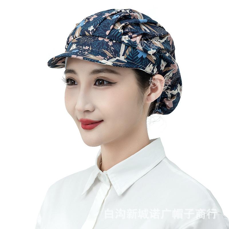 厨房帽子棉防尘工作女款透气包头帽头套防油烟护士厨师车间餐饮