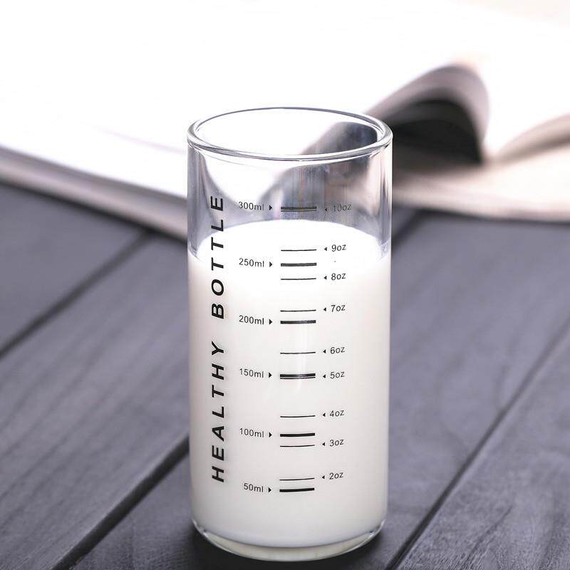 儿童耐热高硼硅玻璃刻度水杯酸牛奶量杯吸管果汁杯子大容量耐高温
