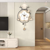 风奶油新款 饰挂钟感现代高级钟表家用时钟挂 2025墙静音客厅餐厅装