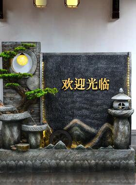 大型假山水幕墙屏风玄关室内水景观庭院客厅公司迎门流水喷泉摆件