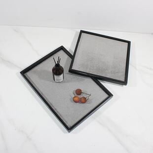 现代简约欧式 轻奢马毛方形托盘摆盘样板房民宿客厅餐厅卧室饰品