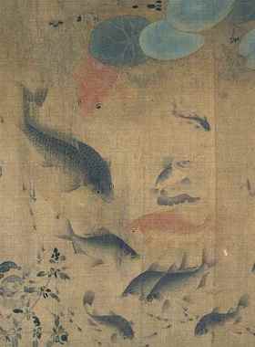 北宋寀花鱼图卷百鱼图花鸟刘画仿古落国游画名画复制88551品长卷