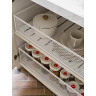 厨房橱柜拉篮调味篮收纳铁艺置物拉篮衣柜抽屉拉篮网格收纳筐定制