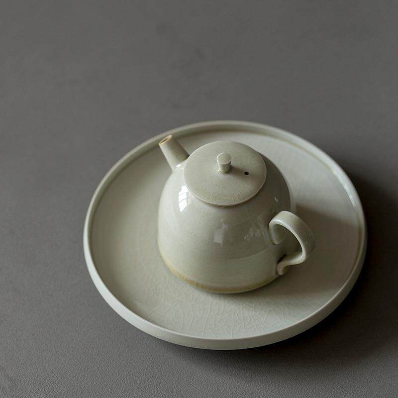 草木灰壶承干泡盘陶瓷小茶盘简约干泡台茶台茶点盘养壶垫茶道配件