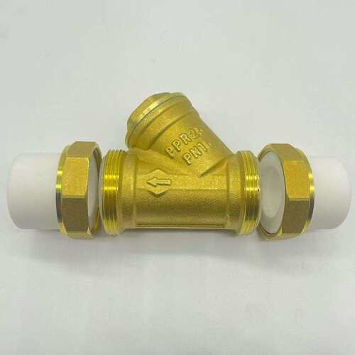 型PPR过滤器Y黄铜双活自接玉环顺泉来水管6分管道暖热球阀DN2供0
