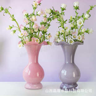 法式中古水晶玻璃花瓶插花高级感摆件水培花器餐桌家居北欧轻奢简