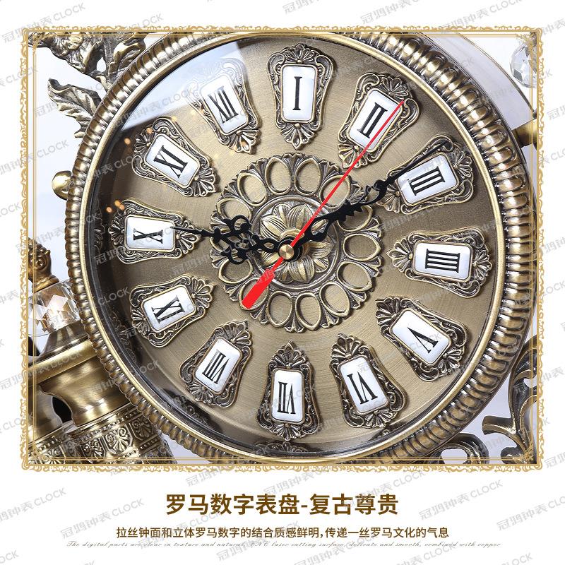 欧式金色客厅台钟欧式轻奢水晶台钟书房静音座钟