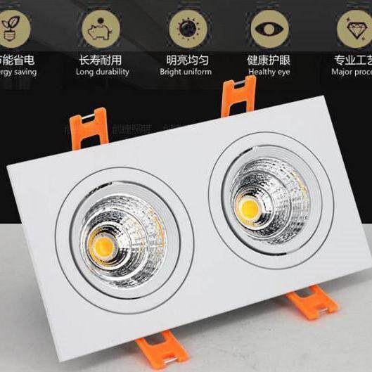 cob双头射灯led方形斗胆灯新款3w10W12w20瓦格栅客厅嵌入式吊顶