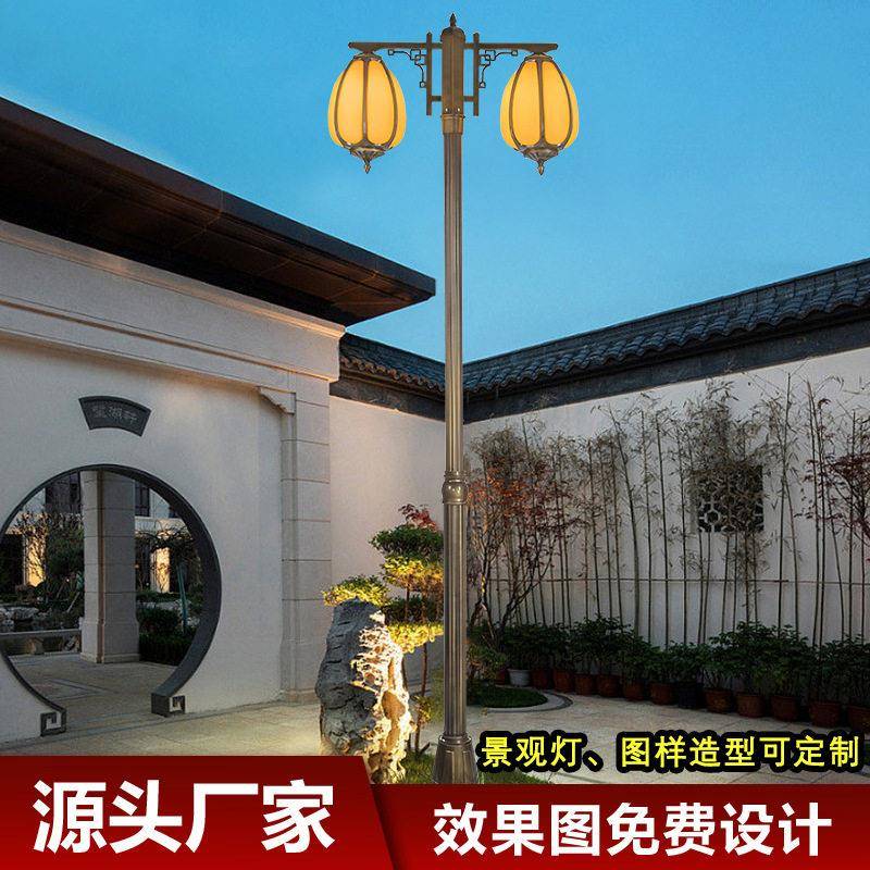 南瓜欧式路灯庭院草坪灯防水灯户外灯景观公园小区双头3米杆灯