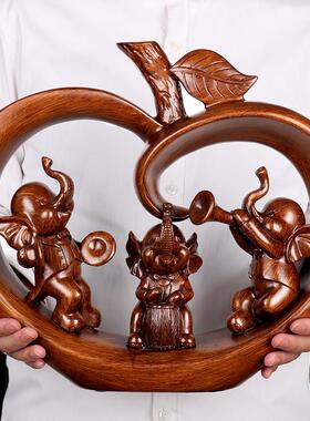 小象摆件一家三口吉祥物象新家客厅电视柜玄关乔迁礼物家居装饰品