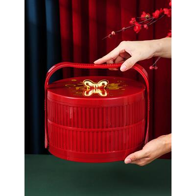 ?婚水庆饺面结食盒子饺子盒礼新other婚娘陪嫁喜字双层食盒婚用品