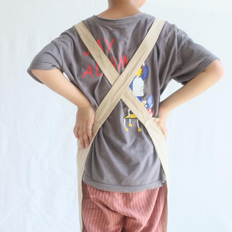 新款直销外贸出口简约套头幼儿童男女纯棉围裙孩子厨房烘焙画画手
