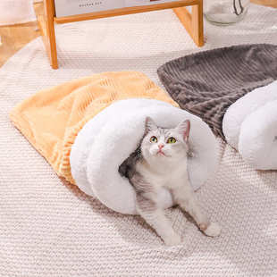 窝封闭式 猫垫用半窝冬季 厂家直销猫咪保暖秋冬钻洞睡袋小猫睡觉猫