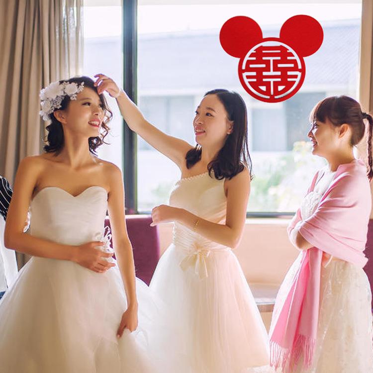 中式布结H婚喜字装饰纺婚无用品婚房布置大号个庆性网红喜字贴
