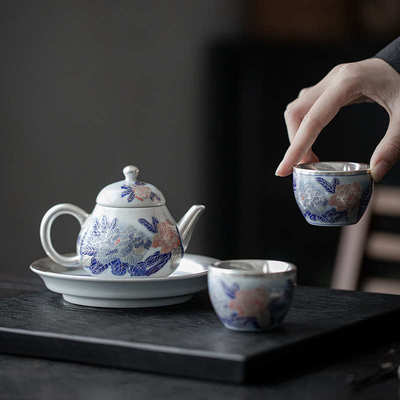 宜室茶话国礼牡丹一壶两杯茶具套装功夫茶具轻奢伴手礼商务礼套组