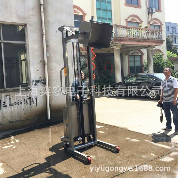 四方形带提手料箱周转箱电动搬运升高翻转倾斜倾倒不锈钢倒料机