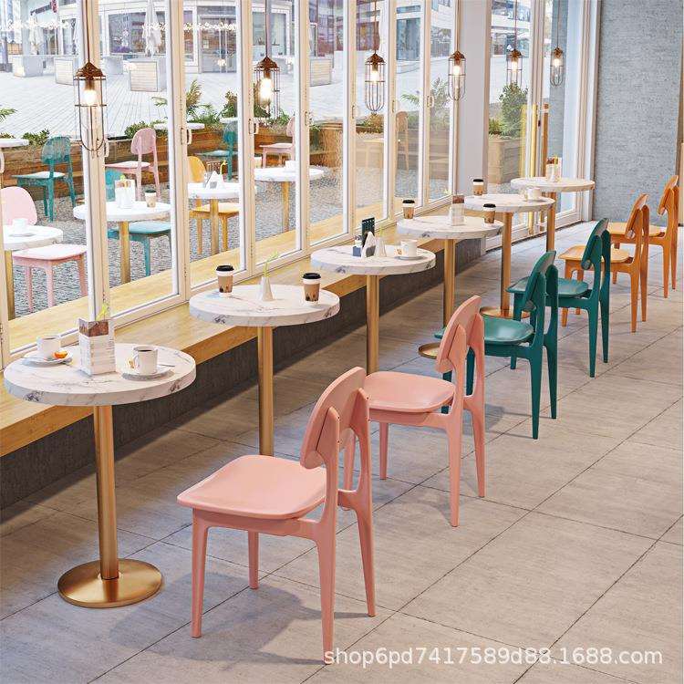 塑料椅子快餐厅食堂饭店桌椅组合靠墙卡座商用塑料椅现代简约