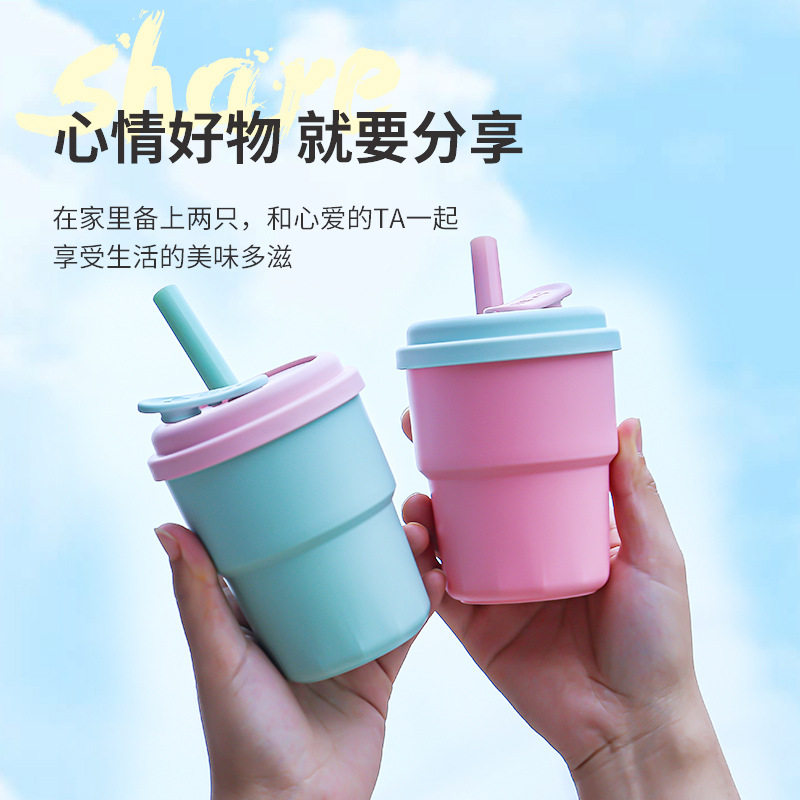 儿童水杯宝宝硅胶吸管杯外出便捷
