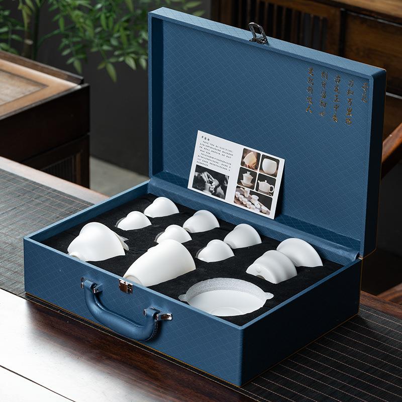 纯手绘脂羊玉茶具送套装功夫茶具家具ss0001用礼陶瓷茶具国风旅行